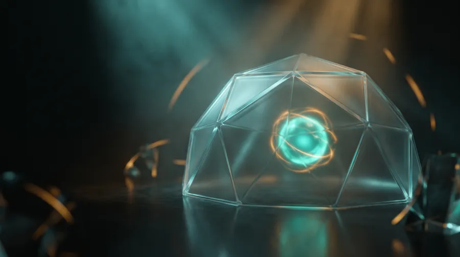 Glass dome enclosing a glowing core